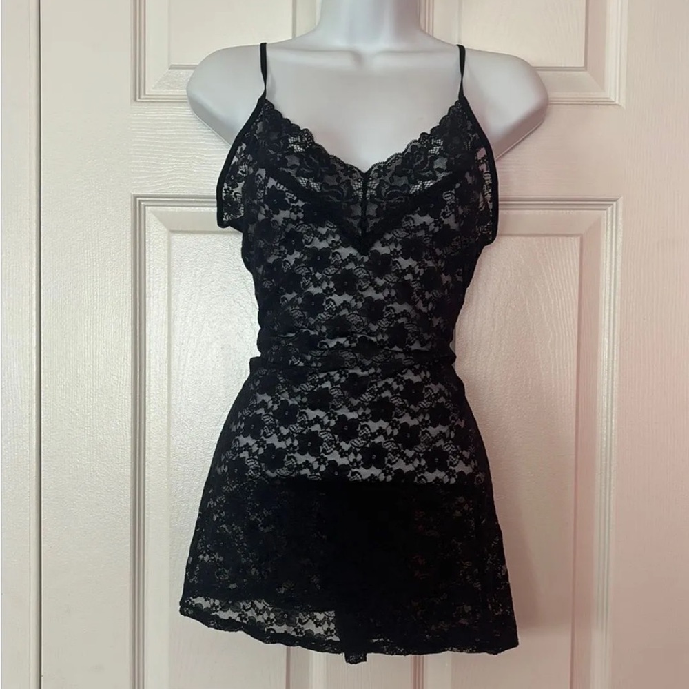 In bloom by Jonquil black lace strappy slip dress small